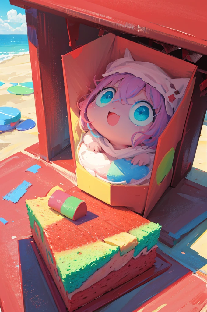 HAPPY Birthday,4K,high resolution,red, colorful,Cake illustration,((No people)),背景はcolorfulpastel colourの風船,pastel colour,front picture,Bright image,