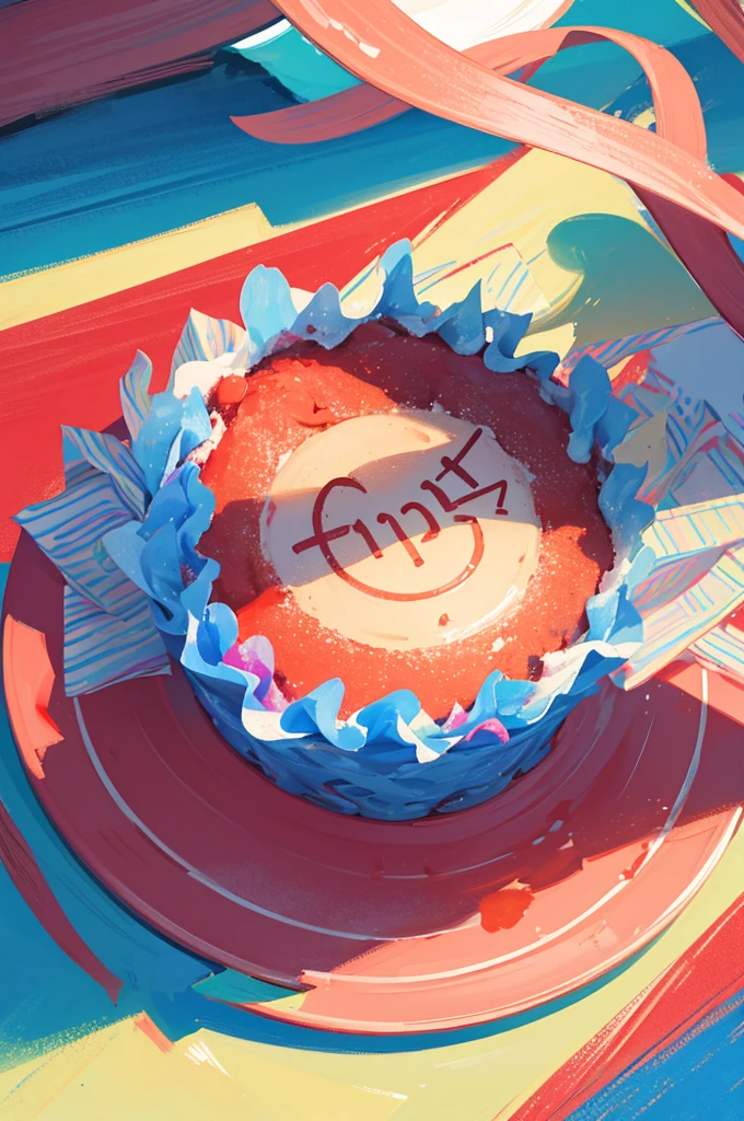 HAPPY Birthday,4K,high resolution,red, colorful,Cake illustration,((No people)),背景はcolorfulpastel colourの風船,pastel colour,front picture,Bright image,