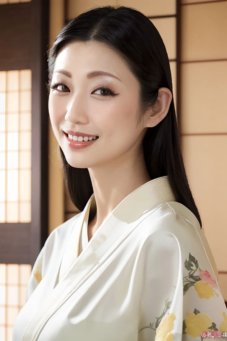 (最high quality、Tabletop、8K、Best image quality、Award-winning works)、(一人のbeautiful成熟した女性:1.1)、Adult face、(Innkeeper:1.1)、(Elegant white kimono with floral pattern:1.2)、(A kimono with a perfect and precise collar:1.2)、Perfect mature woman portrait photo、Glowing Skin、Standing Elegantly、(Blurred elegant and exquisite perfect Japanese style room background:1.3)、(The most natural and perfect tidy Japanese style room background:1.2)、(Strongly blurred background:1.2)、(Tyndall effect:1.2)、(The most romantic and moody:1.2)、Glowing White Skin、Very white skin、(Accentuate your body lines:1.1)、(The most graceful posture:1.2)、(Large Breasts:1.2)、A perfect smile、完璧なbeautiful光沢のある唇、(Accurate anatomy:1.2)、(A perfect and elegant outfit:1.1)、(Standing with good posture:1.1)、(beautiful, high quality, A gorgeous and large kimono obi:1.2)、(Long kimono:1.2)、(完璧で自然なbeautiful袖:1.2)、(完璧で自然なbeautiful衿:1.2)、(完璧で自然なbeautiful着物:1.2)、(完璧で自然なbeautiful袂:1.2)、(完璧で自然なbeautiful柄付きの豪華な帯:1.4)、(Chignon:1.2)、(Huge breasts:1.4)