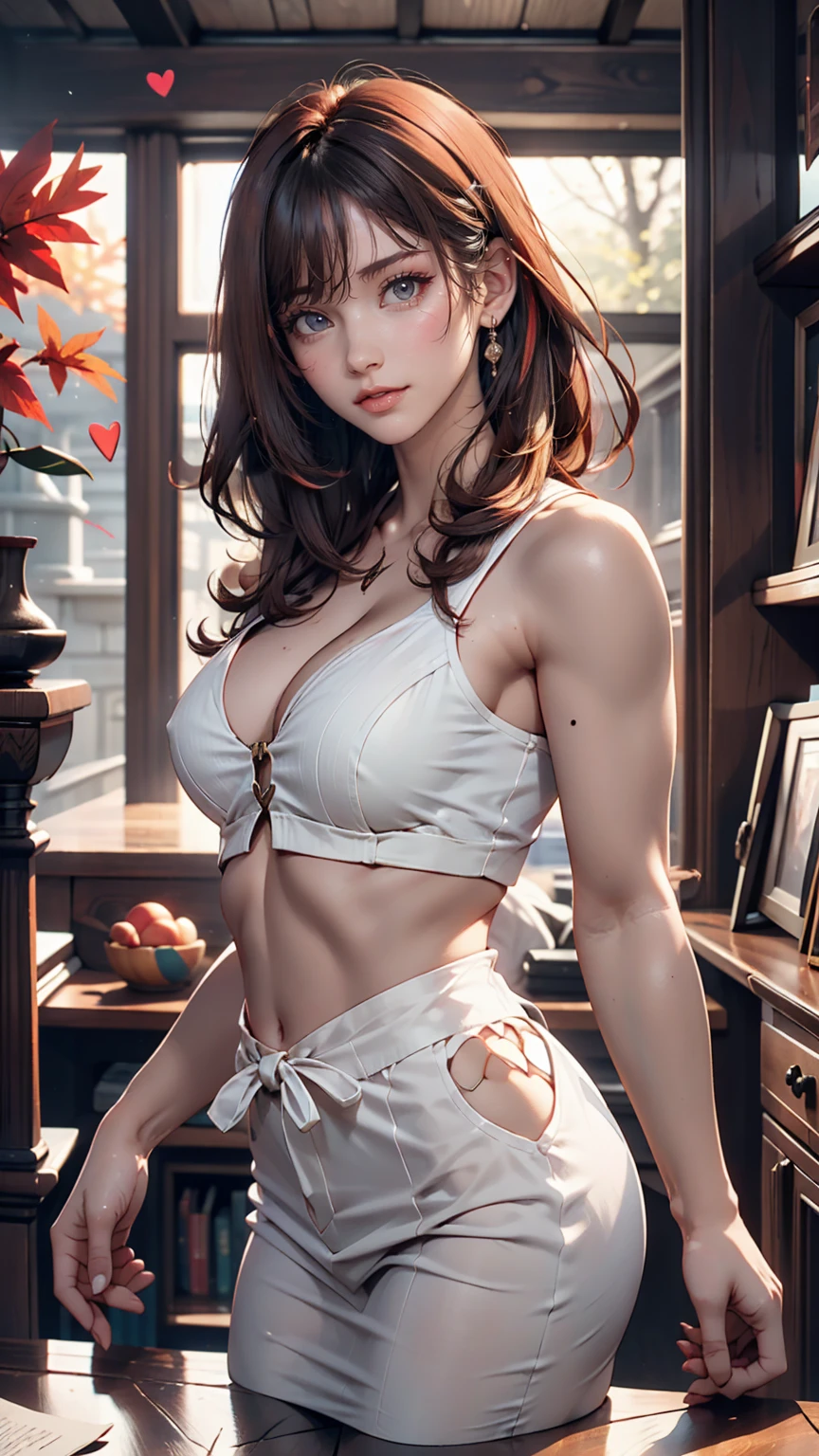 Black Hair, Long eyelashes, 軽いsmile, tooth, Striped Hair, multicoloRedhead, Inner hair color, Redhead, Hair Clip, Mole under the eye, Incompatible students, Hollow Eyes, Hollow Eyes, Pupils dilate, Heart-shaped pupils, smile, Shadow, Anaglyph, Depth of written boundary, Motion Blur, Luminance, Color Field Painting, Anime Style, 8K, Super detailed,  Highest quality, Ultra-high resolution, 8K、24-year-old female、Sexy proportions、Sexy、Narrow waist、hair band、smile