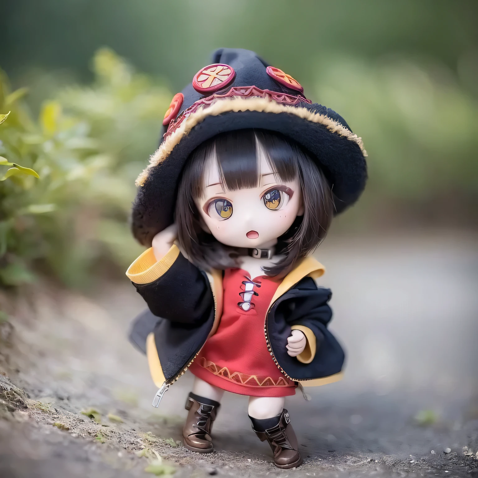 Chibi Contrapposto Big Hat Flat Chest Megumin Girl Photorealistic