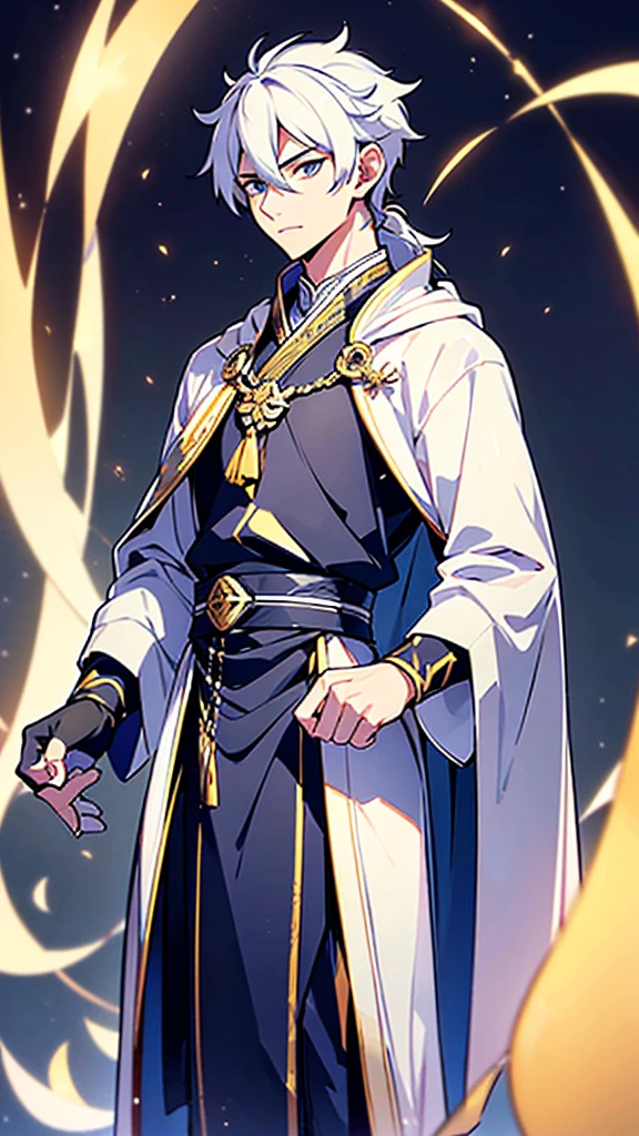 1. **shape:**
- **face:** The main character is sharp., faceหล่อด้วยคุณสมบัติที่ชัดเจน. His eyes are deep, Fascinating black, With a slight almond shape that indicates the Chinese heritage. His eyebrows are straight and well-groomed., Make him look solemn but noble.
- **hair:** hairของเขายาวและเป็นสีดำ, Flowing down to the waist is a gentle waterfall. Usually tied in a high ponytail with an ancient Chinese ribbon., ปล่อยให้มีเส้นบางๆหลุดร่วงลงมารอบๆfaceของเขา, Makes him look quite fierce, but elegant..
- **skin:** เขามีskinพรรณที่เป็นธรรม, As is typical of young men, spending a lot of time in the house or in the shade.. skinของเขาเรียบเนียน, With a slight secondary glow that adds to his identity.
- **build:** He has a slim body, โครงbuildแข็งแรง, มีไหล่wideและเอวแคบ. His posture is direct and confident, Exude an air of power and strength.
2. **robes:**
- **maximum:** He wears a traditional Chinese hanfu dress., Available in length, Floating robe made of high quality silk.. The coat is mostly white., It is a symbol of purity and grace., WITH ELABORATE SILVER EMBROIDERY ALONG THE RIM AND CUFFS.
- **robesชั้นใน:** Under the cloak, เขาสวมrobesสีน้ำเงินเข้มด้านใน, Visible on the collar and sleeves, Add a difference to his outfit.
- **belt:** wide, beltผ้าไหมสีดำคาดเอวของเขา, ประดับด้วยหัวbeltสีเงินและลวดลายอันประณีตซึ่งบ่งบอกถึงสถานะอันสูงส่งของเขา.
- **shoe:** His feet are covered in black., shoeพื้นนุ่ม, Let him move quietly and quickly.
3. **decorations:**
- **sword:** Be by his side., เขาถือswordที่buildขึ้นอย่างสวยงามพร้อมด้ามจับที่หรูหรา. The pods are black, With silver inlay and dragon pattern, It is a symbol of power and protection..
- **jade pendant:** มีjade pendantห้อยอยู่รอบคอของเขา, The family heirlooms that are both a source of power and a symbol of his lineage..
- **ring:** On His right hand, เขาสวมringเงินกับจีสีน้ำเงิน