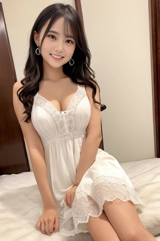 Highest quality、masterpiece、A real 18 year old girl、pretty dress with frills, small breast, flat chest, Laughter、High resolution、