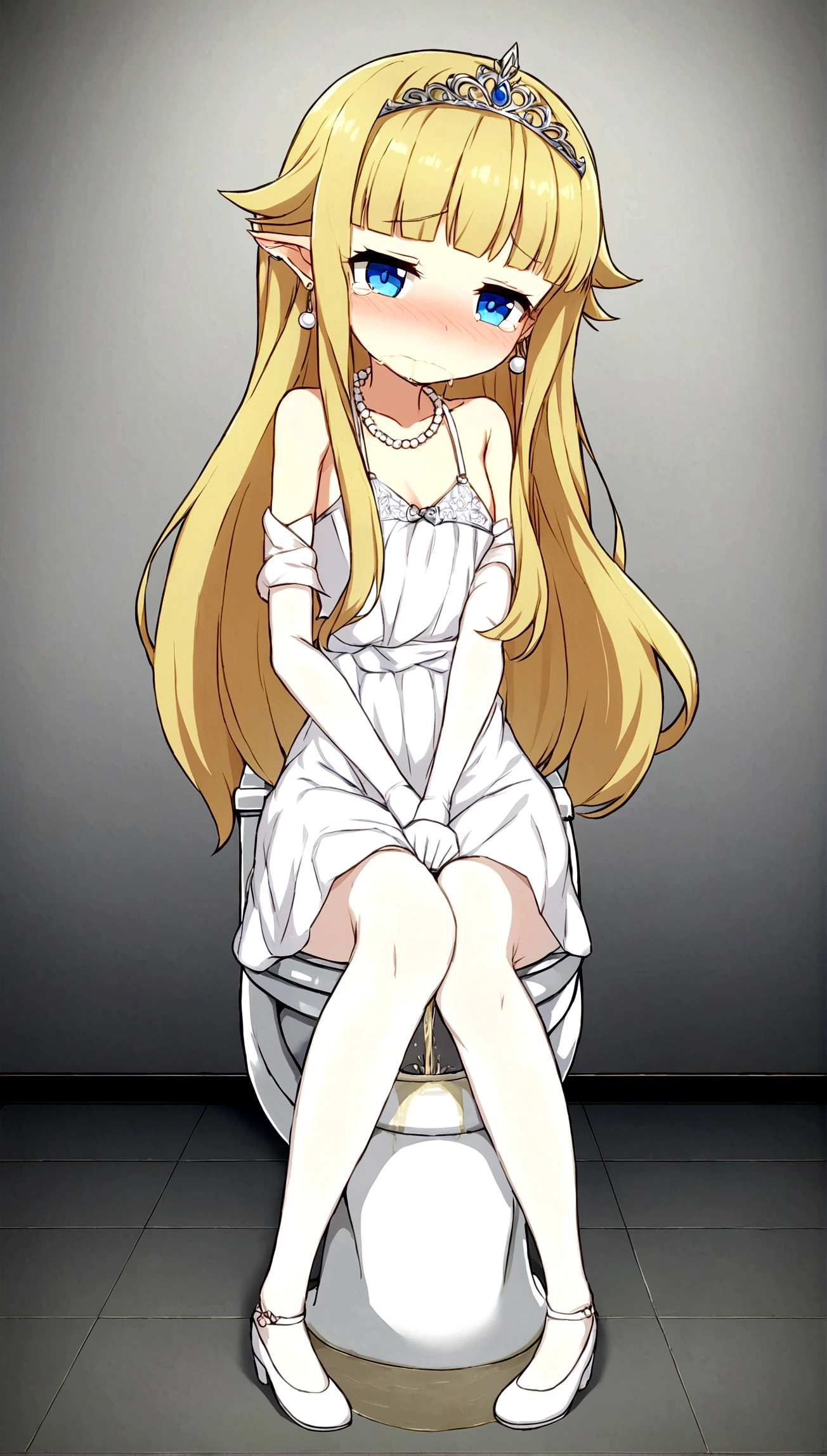 Anime. Princess Principal. Princess. Charlotte1 girl. Cute girl. Blonde. Long hair. Hair ornament. Blue eyes. Beautiful eyes. Perfect eyes. Expressive eyes. Ideal face. Beautiful nose. Snotty nose. 16 years. small breasts. Flat chest. She is ill. She got sick. She has allergies. She has a runny nose. Nasal mucus. She has snot. She wants to sneeze. She needs to sneeze. She has a strong, desperate urge to sneeze. She sneezes. She sneezes. Splashes of snot fly to the sides. Snot flows from the nose. She has urinary incontinence. She wants to pee. She needs to go to the toilet.
She has a strong, desperate urge to pee. Fantasy. City. Lock. Ideal anatomical body. Hand on crotch. Squeezes the crotch tightly. Rubs the crotch. She described it in class. She's on her period. Her crotch is leaking. The knees are together, the feet are at odds. The girl can't stand straight. Tiara on the head. Neat earrings in the ears. Pearl necklace around the neck. White gloves. Heeled shoes. Luxurious, white dress. Clumsiness. Embarrassment. Shame. To touch. Tears in my eyes. Snot flows from the nose. Full height. Beautiful character design. shiny skin. whole body. NFS. official
art. Extremely detailed CG Unity 8k wallpaper. Ideal lighting. Ultra high resolution 4K. Super detailed 8K resolution. A high resolution.