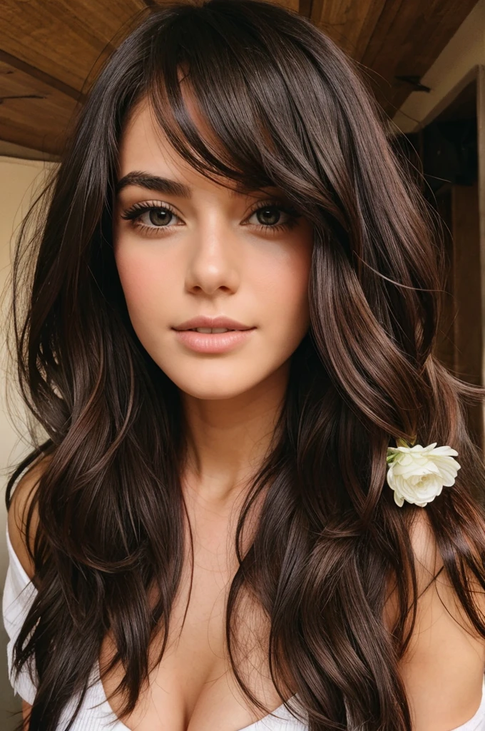 Girl covered in hair