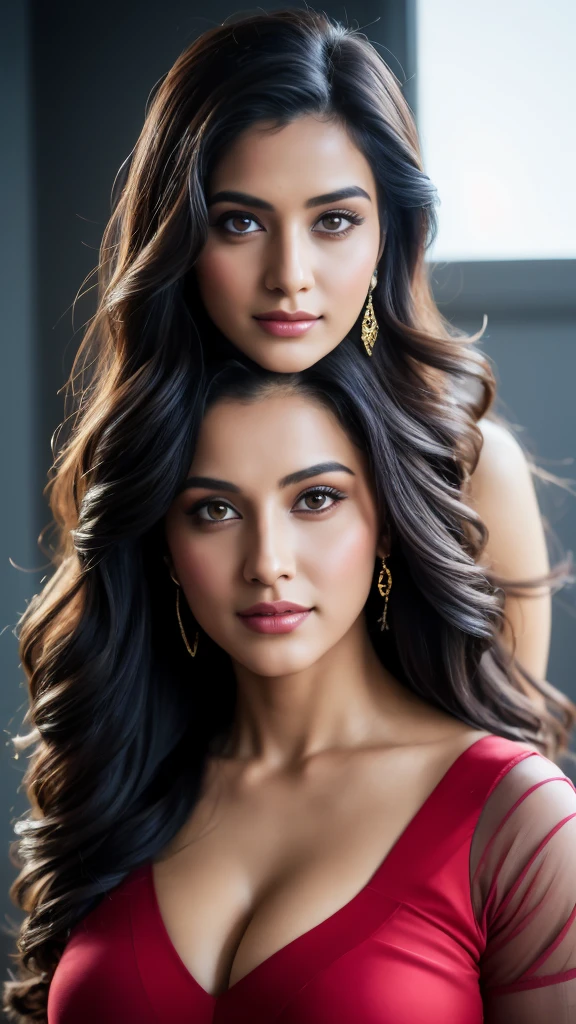 portrait of A topeless confident-looking indian woman princess with big breast,long flowing hair, hazel eyes, with see-through tshirt, a smile on the face, royal and lusty look, red bindi, standing in cricket stadium, c-cup breast, perfect composition, hyperrealistic, super detailed, 8k, high quality, trending art, trending on artstation, sharp focus, sexy photo, intricate details, highly detailed, art by Greg Rutkowski