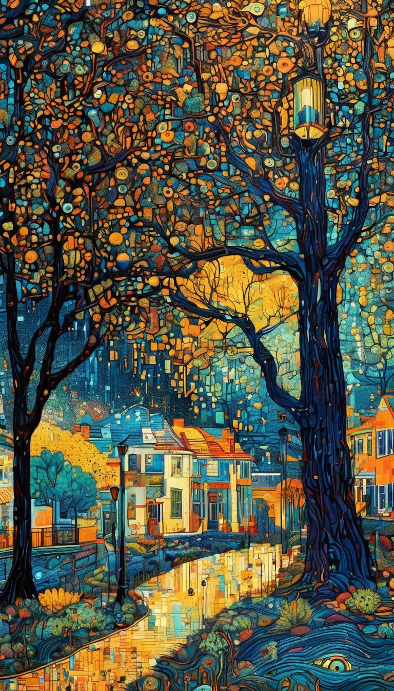 James R. Eads - Georges Seurat- Style,abstract,Splicing,Branches,Eye,abstract的水生生物
