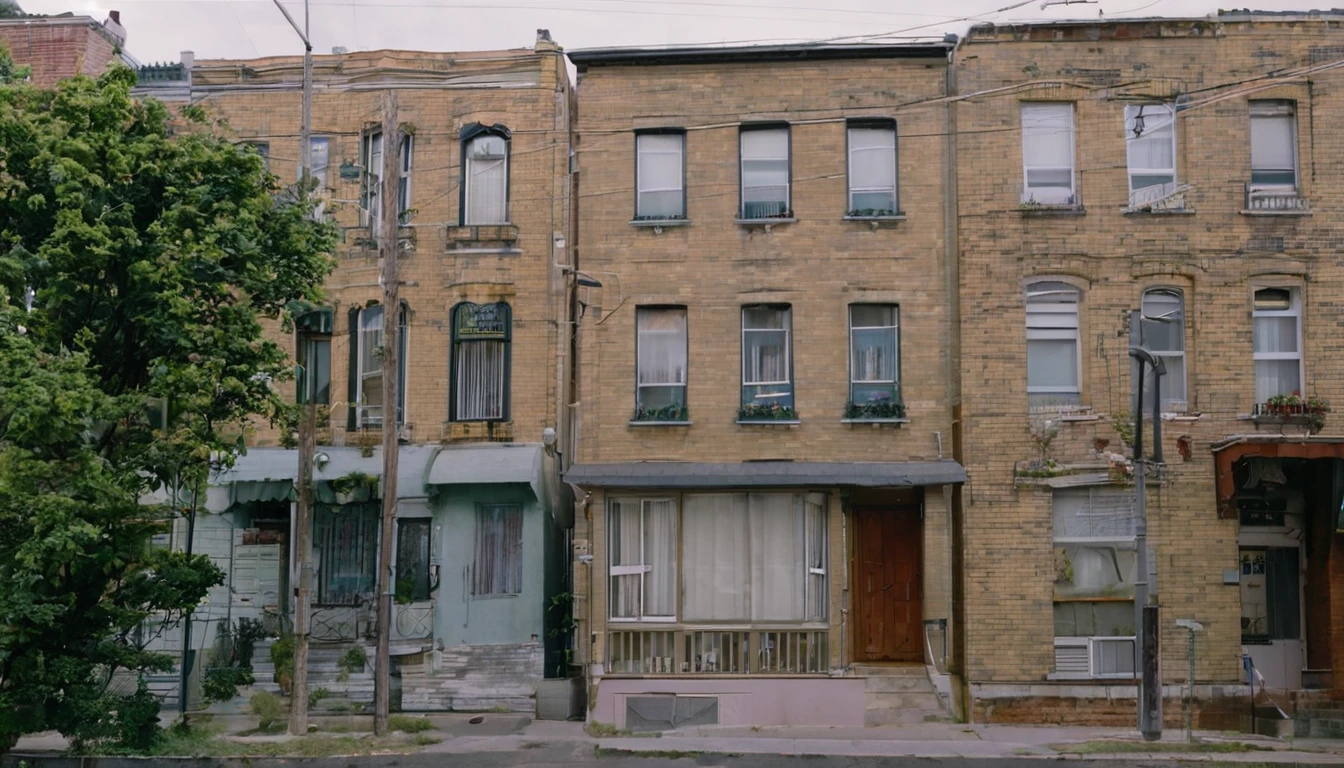 apartment, quiet street, daytime, no people on the street
