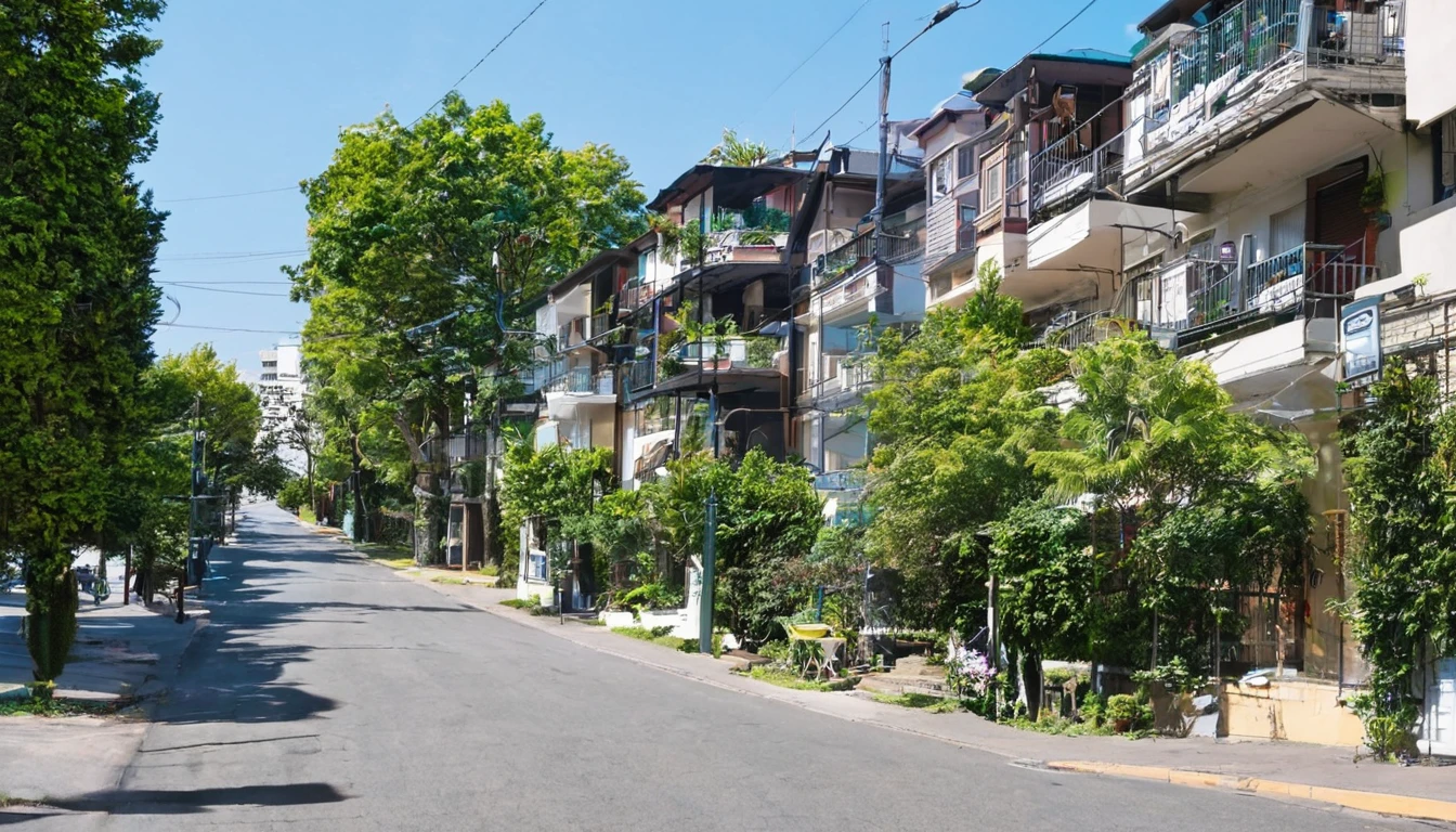 apartment, quiet street, daytime, no people on the street