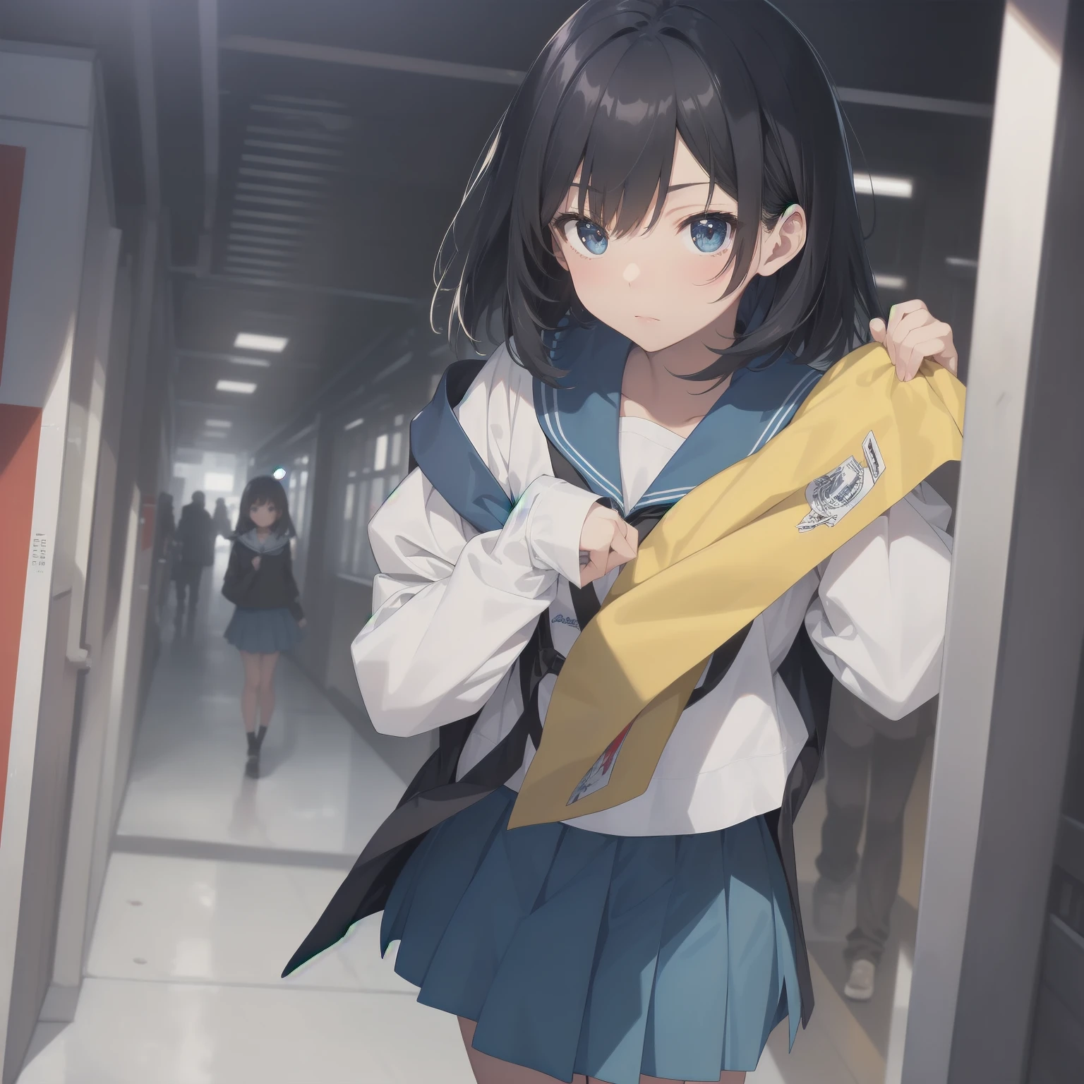 ultra-absurdres-Top quality by artist God, ultra-detailed, high resolution, anime moe artstyle, best anime 8k konachan wallpaper, pixiv contest winner, pool:2810, perfect anatomy,break, 1girl, (Please draw a girl walking sleepily to school alone. )break,(Solo,little female, 13-year-old:1.3),Full limbs, complete fingers,a junior high school student, (very short hair), short cut, flat chest, , small butt, small black eyes, beautiful detailed eyes, well-proportioned iris and pupils, expressive eyes, highres detailed hair, soft expression, salor school_uniform, sailor collar, serahuku, bow, pleated skirt,(Detailed Lighting), (Detailed background), in the School commute route. break,super detailed skin, Best cinematic lighting powered by famous artist, 8k,beauty illustration,photoshop_(medium),very aesthetic,break,((artist:yamamoto_souichirou )), artist:clamp ,artist:carnelian ,artist:kantoku ,