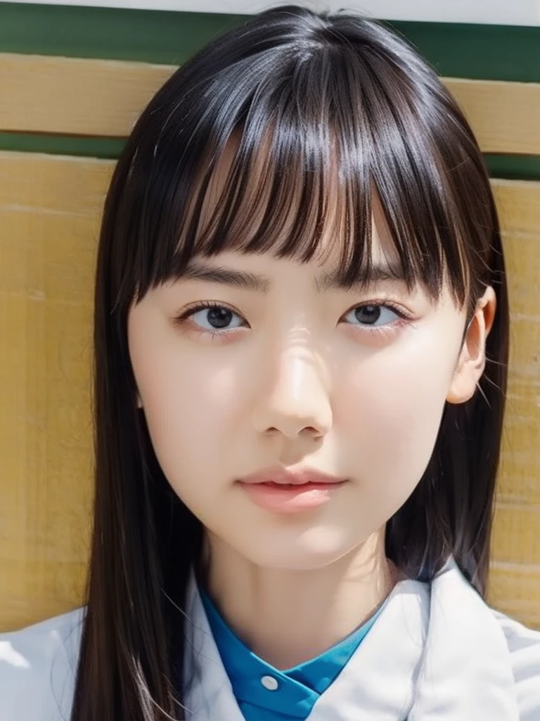 slender girl, (make up:1.1), (ニットセーター:1.2), middle breasts, at school room, (upper body shot:1.1), round face