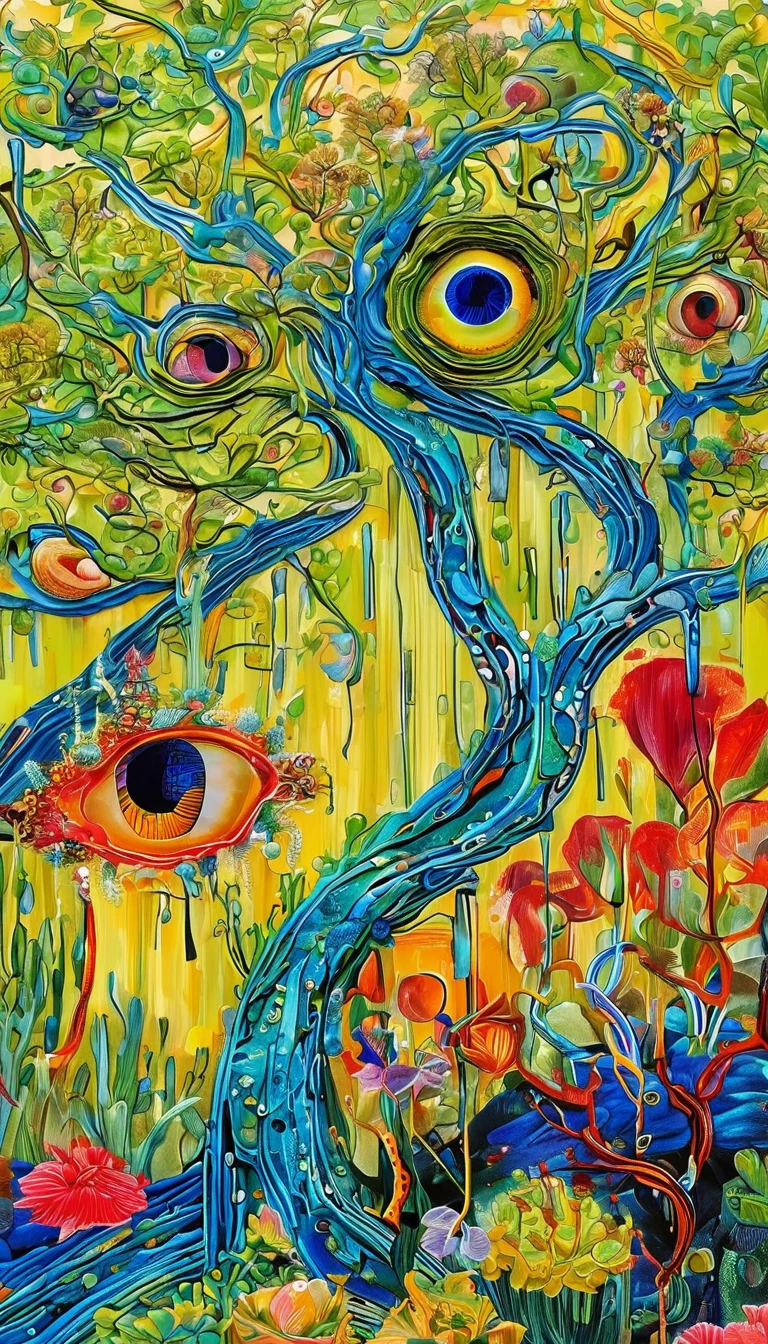 Abstract Art:Branches、Eye、Abstract aquatic life,Stitching into a picture
