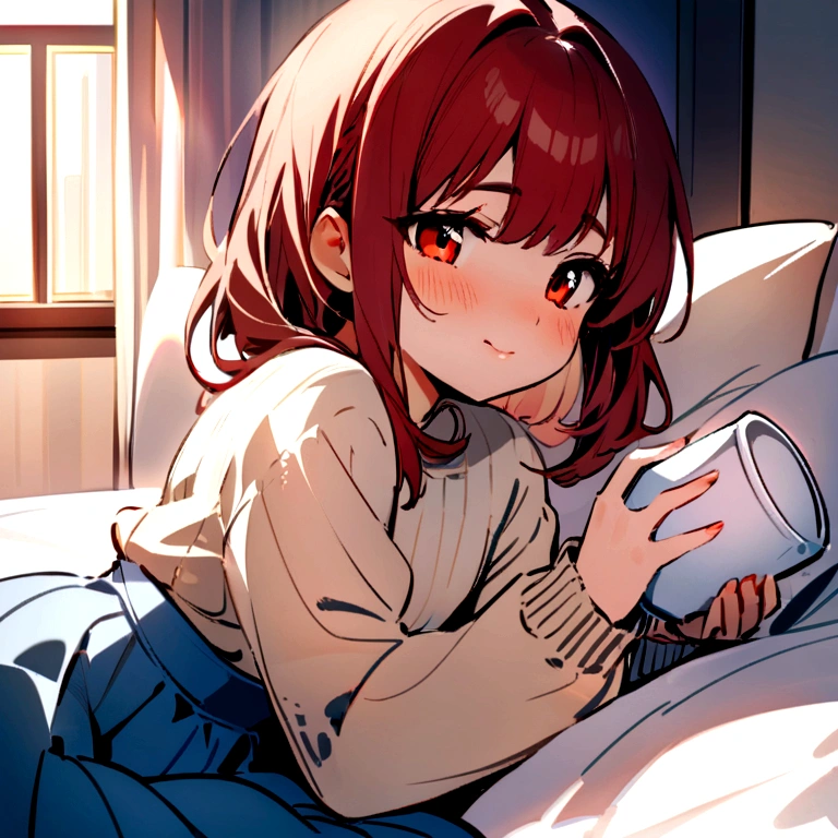 Mikunakano, miku nakano, Long Hair, bangs, blue eyes, Brown Hair, shirt, Hair between the eyes,smile,Open your mouth, Messy Hair,オーバサイズtshirt,One Shoulder,Black string underwear,barefoot,Sitting on the sofa,There is a coffee mug on the table,whole bodyがイラスト入るように,
break indoors, Bedroom,Building district,
break looking at viewer, whole body,
break (masterpiece:1.2), Highest quality, High resolution, unity 8k wallpaper, (figure:0.8), (Beautiful attention to detail:1.6), Highly detailed face, Perfect lighting, Highly detailed CG, (Perfect hands, Perfect Anatomy),
