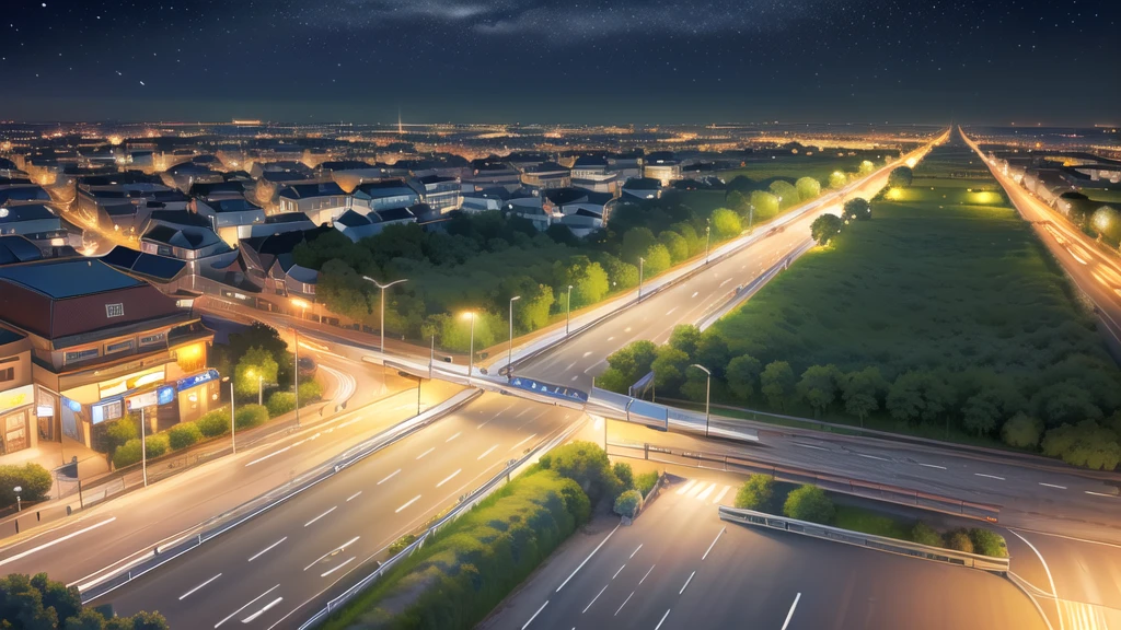 (ร้านอาหารริมroad :1.5),road ,(รถวิ่งบนroad:1.6) capital landscape:1.5 ,(Many cars:1.5) ,nighttime