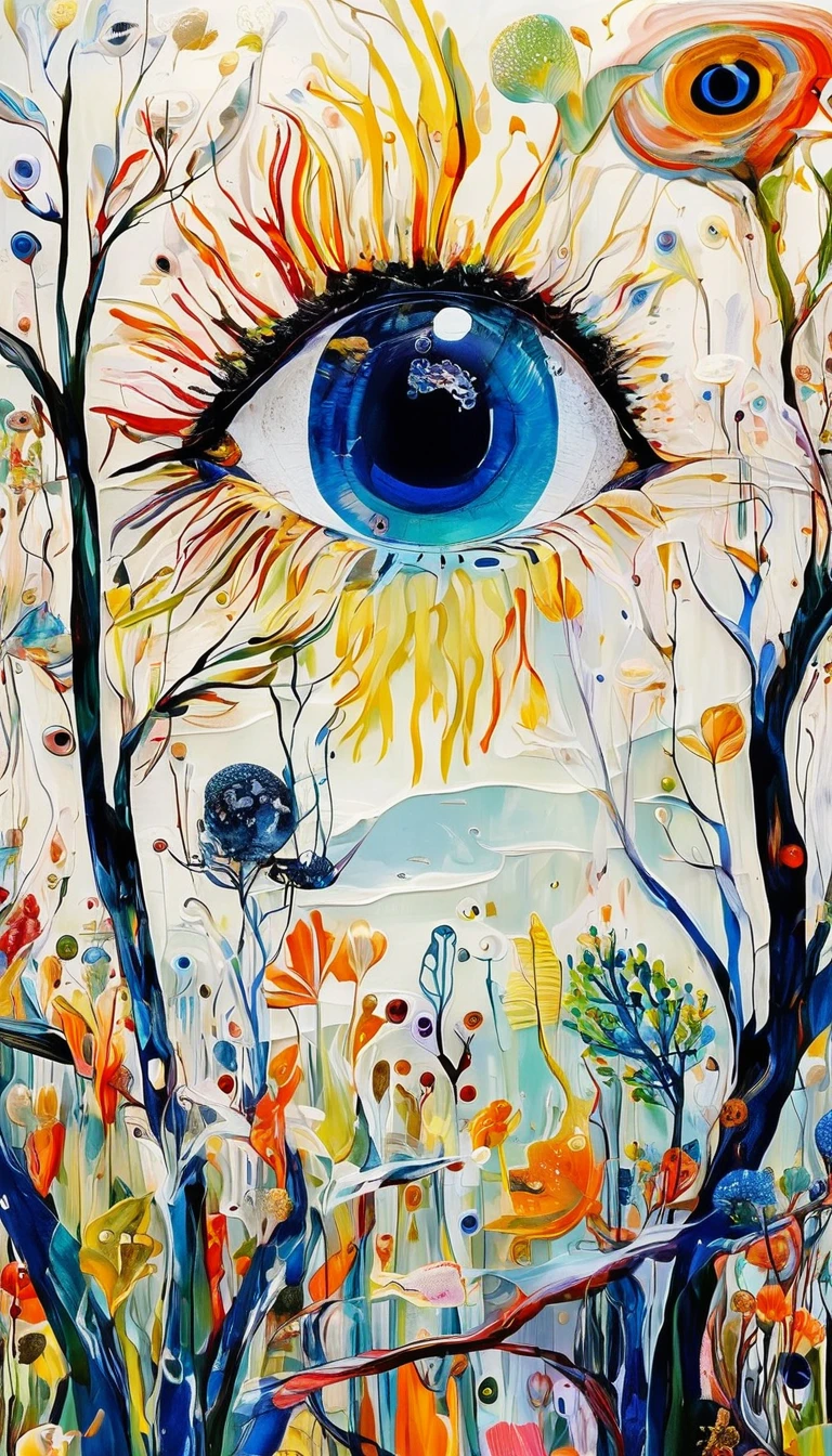 Abstract Art:Branches、Eye、Abstract aquatic life,White Space,Sense of space,Stitching into a picture,The inner world of autistic people