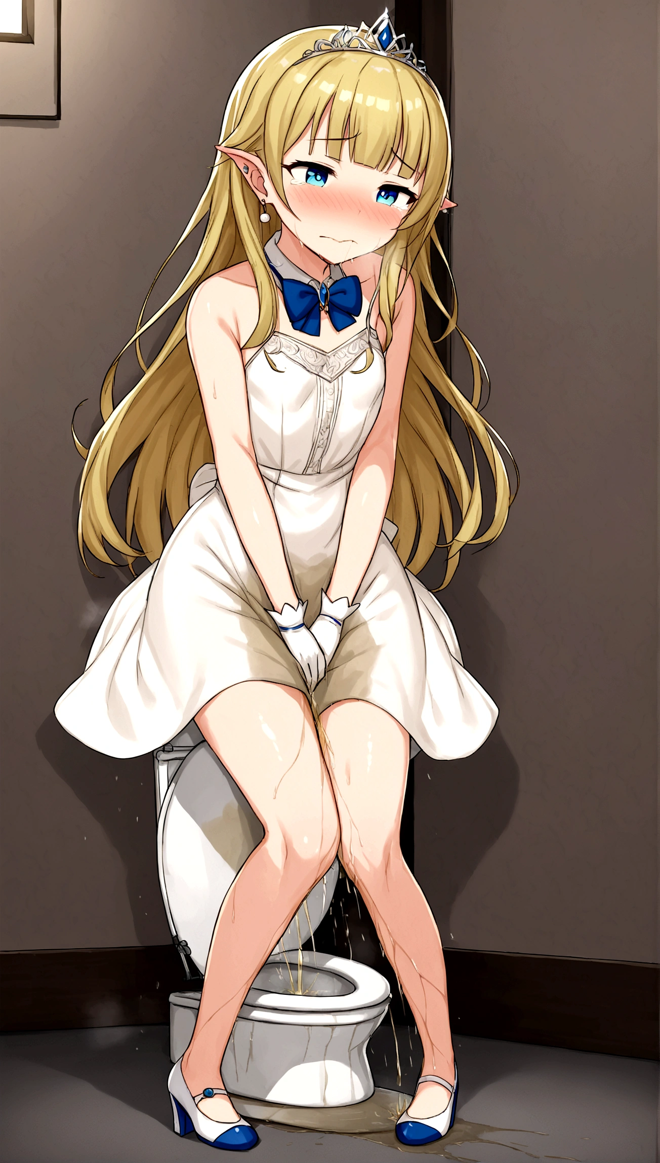 Anime. Princess Principal. Princess. Charlotte1 girl. Cute girl. Blonde. Long hair. Hair ornament. Blue eyes. Beautiful eyes. Perfect eyes. Expressive eyes. Ideal face. Beautiful nose. Snotty nose. 16 years. small breasts. Flat chest. She is ill. She got sick. She has allergies. She has a runny nose. Nasal mucus. She has snot. She wants to sneeze. She needs to sneeze. She has a strong, desperate urge to sneeze. She sneezes. She sneezes. Splashes of snot fly to the sides. Snot flows from the nose. She has urinary incontinence. She wants to pee. She needs to go to the toilet.
She has a strong, desperate urge to pee. Fantasy. City. A park. Date. Castle In the background. Ideal anatomical body. Hand on crotch. Squeezes the crotch tightly. Rubs the crotch. She peed on the street. She described in the park. She peed herself during the date. She's on her period. Her crotch is leaking. The knees are together, the feet are at odds. The girl can't stand straight. Tiara on the head. Neat earrings in the ears. Pearl necklace around the neck. White gloves. Heeled shoes. Luxurious, white dress. Clumsiness. Embarrassment. Shame. To touch. Tears in my eyes. Snot flows from the nose. Full height. Beautiful character design. shiny skin. whole body. NFS. official
art. Extremely detailed CG Unity 8k wallpaper. Ideal lighting. Ultra high resolution 4K. Super detailed 8K resolution. A high resolution.