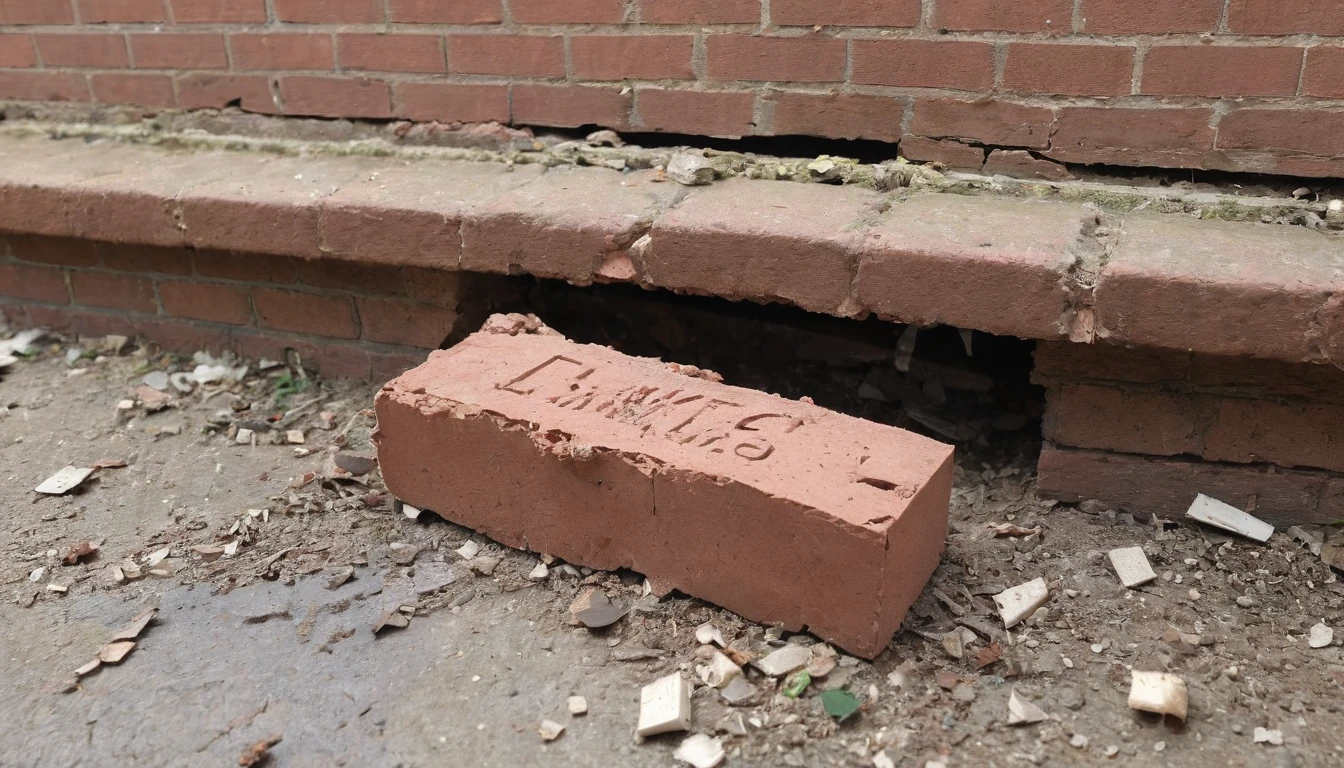a brick that was used to break a thing's living room window in the middle of a dark and scary night