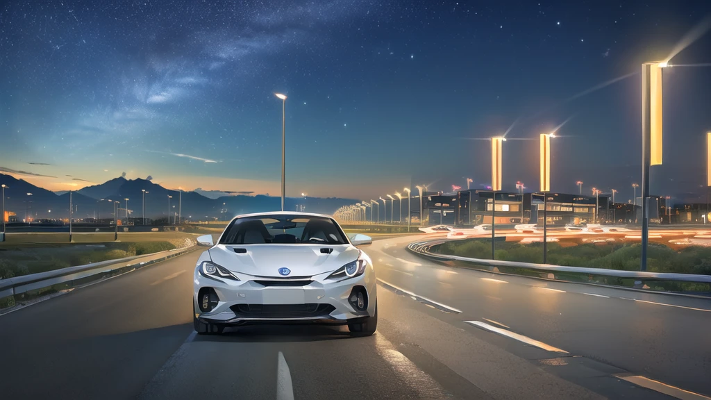 (road :1.5),road ,(รถวิ่งบนroad:1.6) capital landscape:1.5 ,(Many cars:1.5) ,nighttime