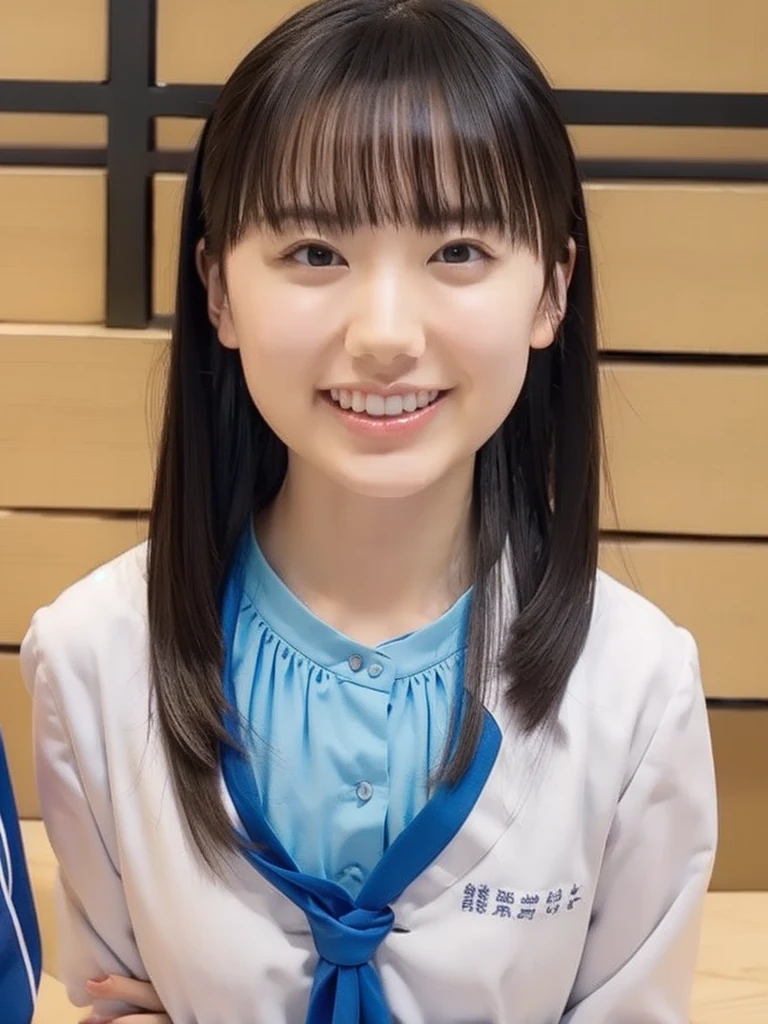 slender girl, (make up:1.1), (ニットセーター:1.2), middle breasts, at school room, (upper body shot:1.1), round face
