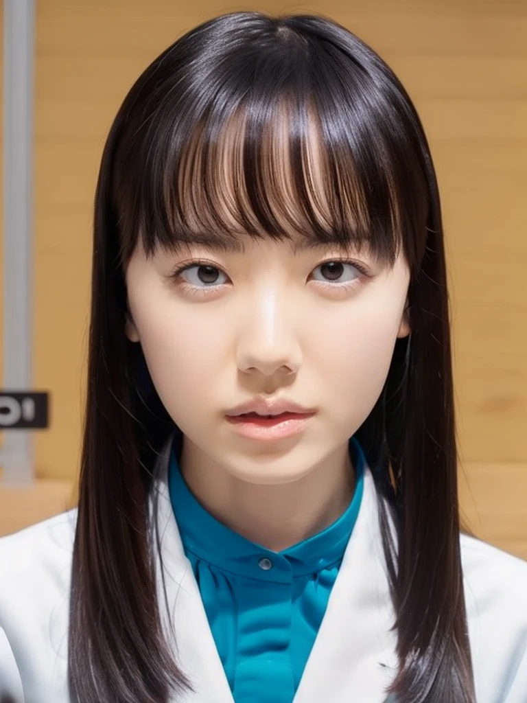 slender girl, (make up:1.1), (ニットセーター:1.2), middle breasts, at school room, (upper body shot:1.1), round face
