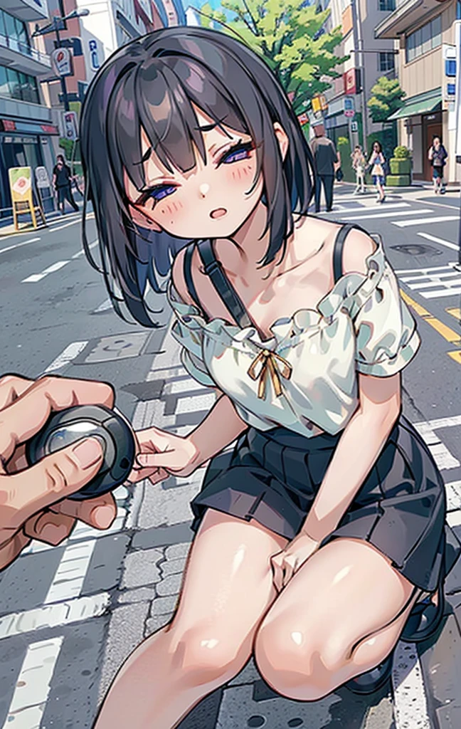 Browsing Caution、on the road、(Spread your legs:1.4)、pretty girl,Japanese,10 years old,Full-body display、masterpiece、8hair、Wear a camisole and miniskirt、Low angle, Twist the skirt、(Troubled eyebrows:1.0), (close your eyes:1.4), (Sigh Crosstalk:1.1), In the best quality、Beautiful girls, Cute Baby Turtle, High resolution, Super detailed, Fine details, Very detailed, Highly detailed eyes and face, Sharp pupils, 超High resolution, Cinema Lighting、Beautiful details,Highly detailed eyes and face、Very wide angle shot,Primary school students、(remote Play:1.5),
remote_Vibrate, (Others hold the switch:1.3)、Passersby in the background