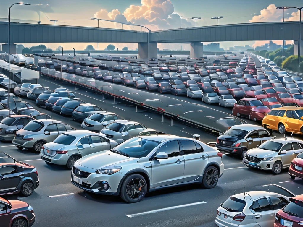 (Traffic jams, lots of cars, traffic jams. :1.5),road ,(รถวิ่งบนroad:1.6) capital landscape:1.5 ,(Many cars:1.5) ,nighttime