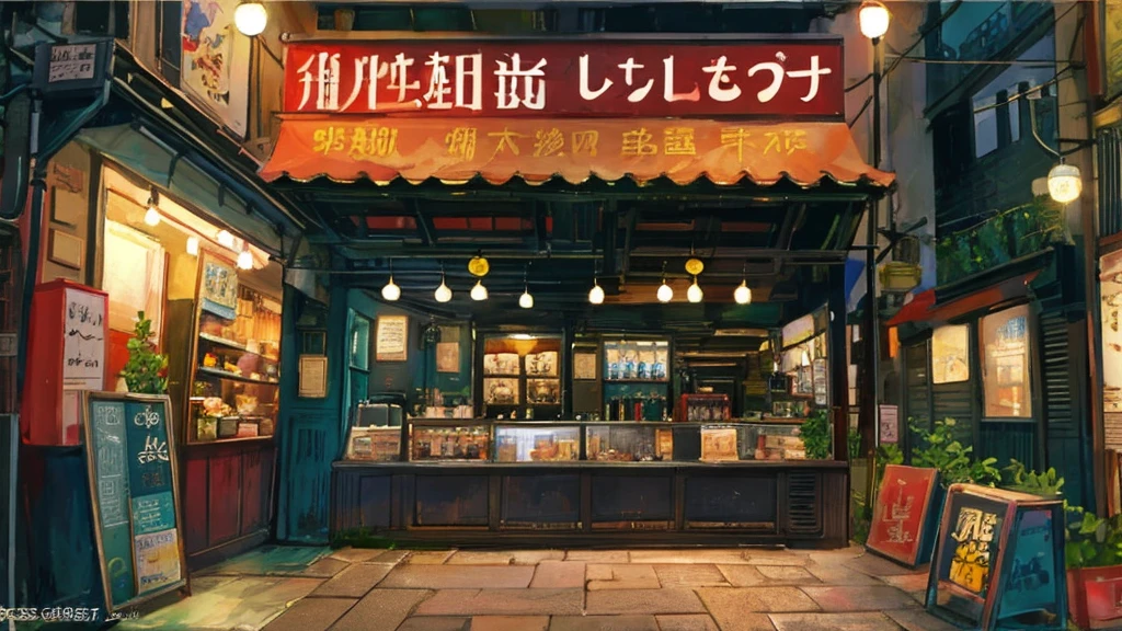 (masterpiece、Highest quality、Highest quality、Official Art、Beautiful and aesthetic:1.2)、Near future、Blade Runner、Slum Street、Late at night、Lo-fi Hip Hop、Cafe with small lights、Residential Street、silence、It's raining a little、