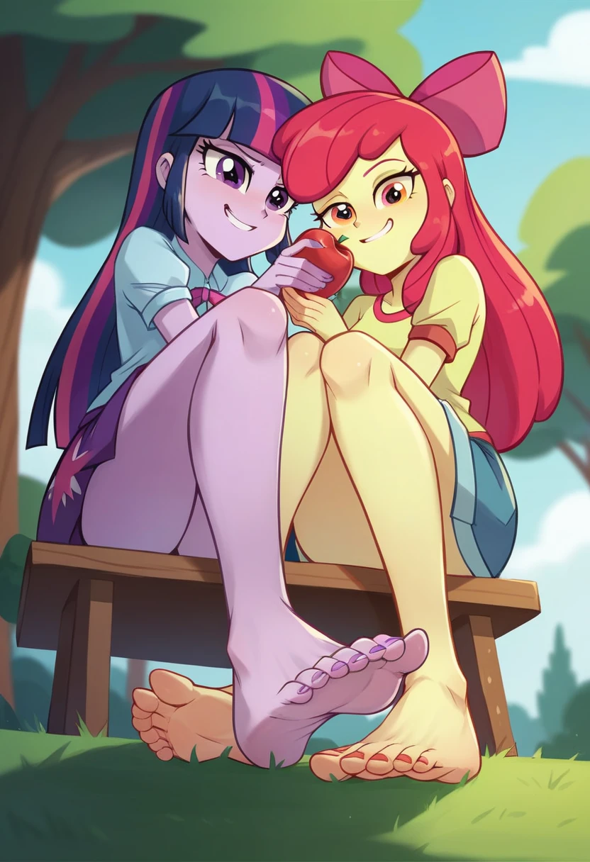 ((High Quality Image 10k)) ((Perfect Autonomy 10k)) Masterpiece, Twilight Sparkle and Apple Bloom are naked, two girls only, (below 1.2) Apple Bloom is letting Twilight Sparkle Suck on her big Feet at the park, Twilight Sparkle and Apple Bloom Equestria Girls, Twilight Sparkle is enjoying herself While sucking on Apple Blooms feet, Apple Bloom has a smug grin on her face While Twilight Sparkle is enjoying Sucking on Apple Blooms Feet, Twilight Sparkle and Apple Bloom, cuerpo completo, high resolusion