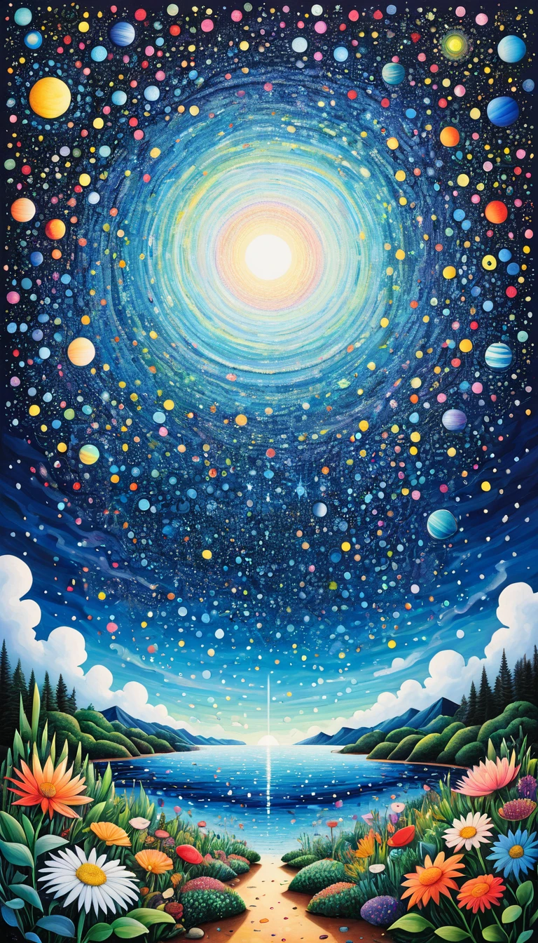 plant、Aquatic organisms、Eye、Starry Sky，An abstract painting at the joint，Describing the inner world of autistic people，Sense of space，White Space，Pointillism method