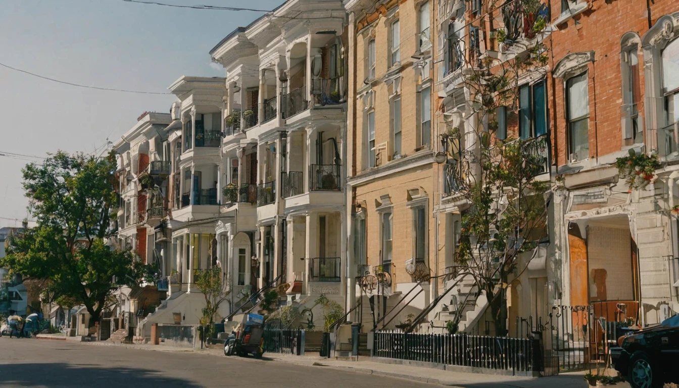 apartment, quiet street, daytime, no people on the street