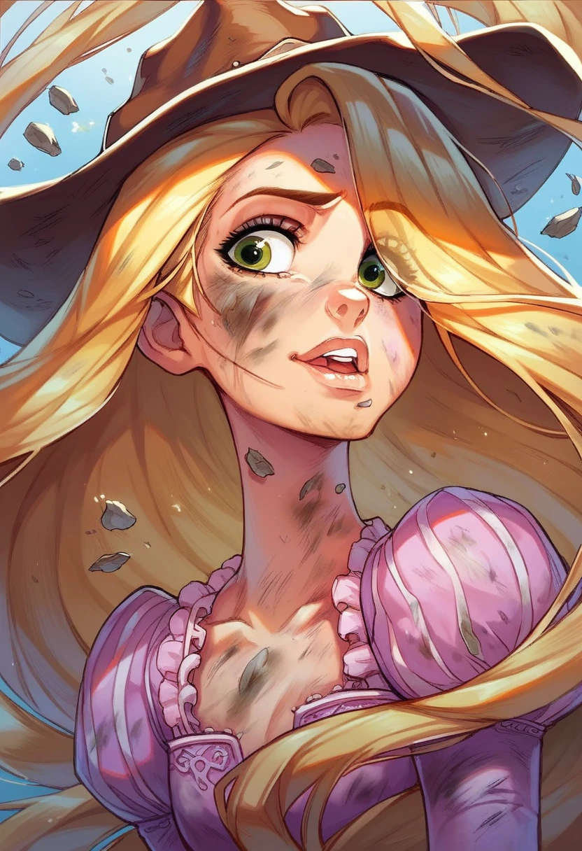 Rapunzel, wild west, cowboy hat, dirty, sexy