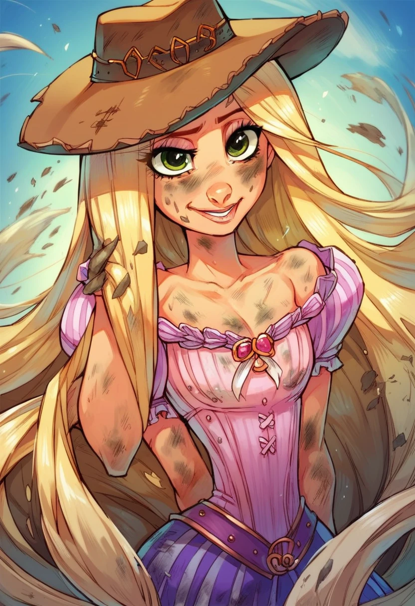 Rapunzel, wild west, cowboy hat, dirty, sexy