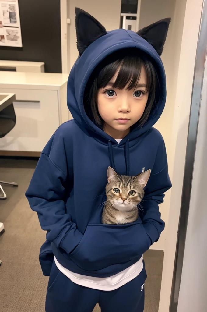 Please create a cute character illustration with a cat motif.。