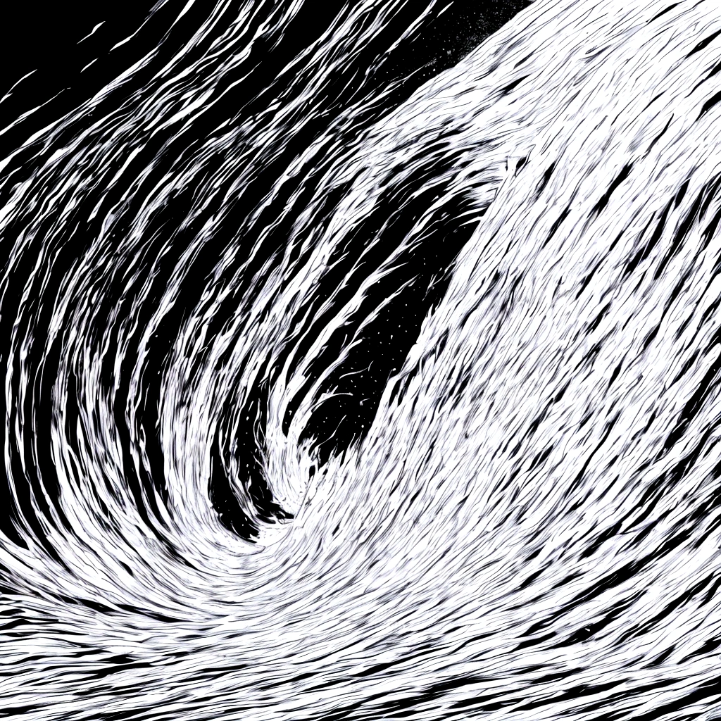  Hallucination sound waves, Black sky，White and black (high quality)