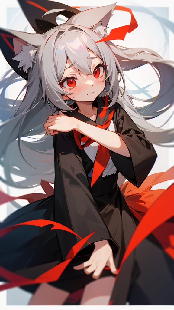 Highest quality I have long hair Gray Hair Hina Sorazaki Red eyes I don't have anything Odd Eye kind Cat ear Embarrassed
