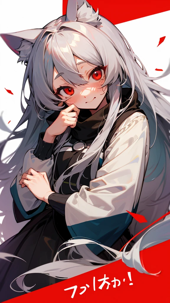 Highest quality I have long hair Gray Hair Hina Sorazaki Red eyes I don't have anything Odd Eye kind Cat ear Embarrassed