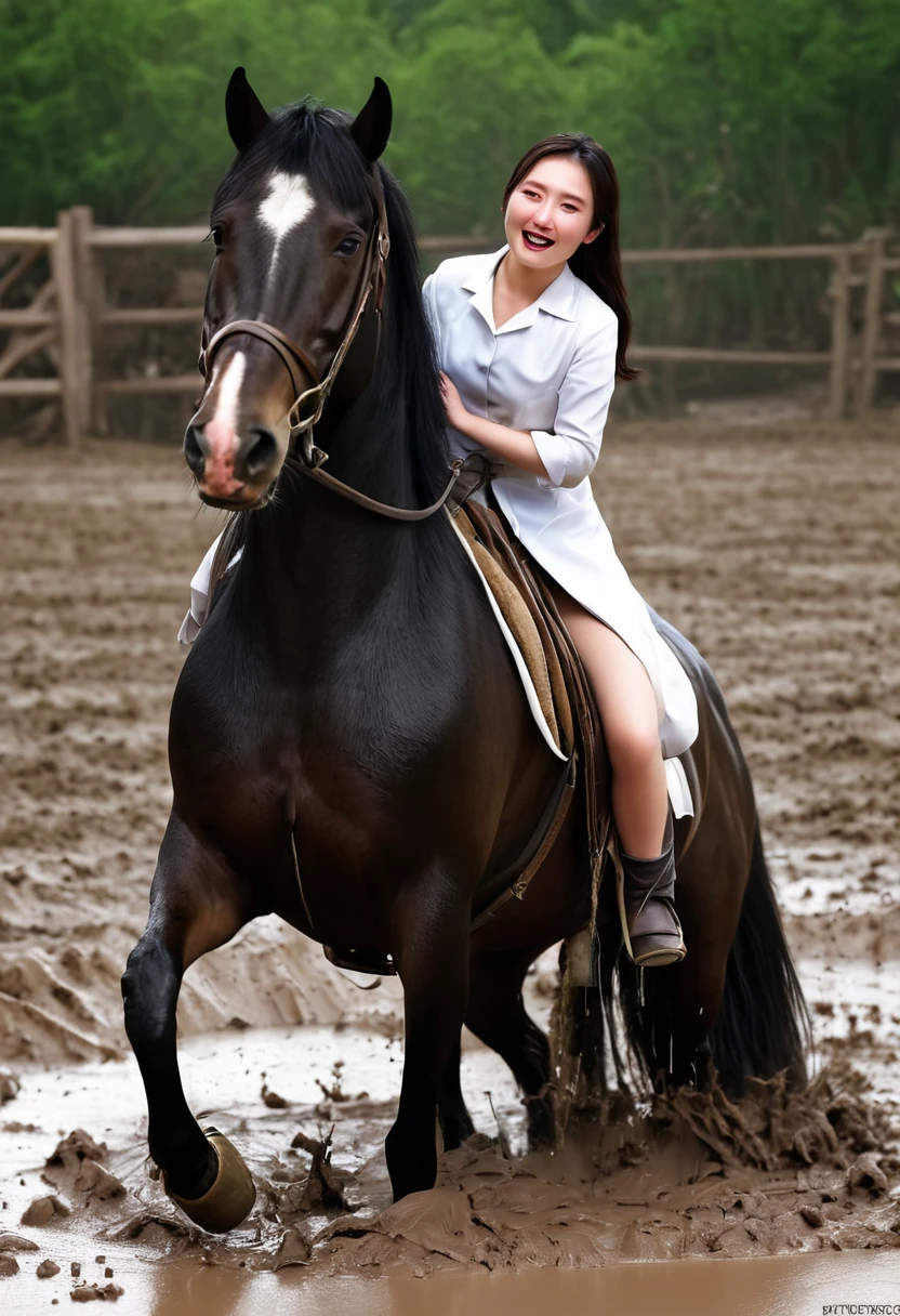 neighing horse,(((masterpiece))),(((Highest quality))),((Tabletop:1.4, Highest quality)), (Realな写真:1.4), red coat,
((1 muddy girl knight)),rodeo,Desperate,Don't make eye contact,round face,Surprised face,panish,tragedy,Pink Cape,
(超High resolution:1.2), wonderful, Very detailed CG Unity 8k wallpaper, Very detailed, High resolution,draft horse ridden by japanese cute girl is in heart,tight,muddy place,Beauty,The horse neighs,鎧を着たtragedyの女騎士,Sink,In the mud,Plump,
Cold Light, Beautiful detailed girl, Droopy eyes,Very detailedな目と顔, Beautiful and exquisite nose, Beautiful and exquisite, prancing draft horse ridden by a girl can't move because horse and girl soak in the sticky muddy deep pitfall:10.0 , horse falls down ,looks pained ,Surprised face:2.0,Real,Anatomically correct