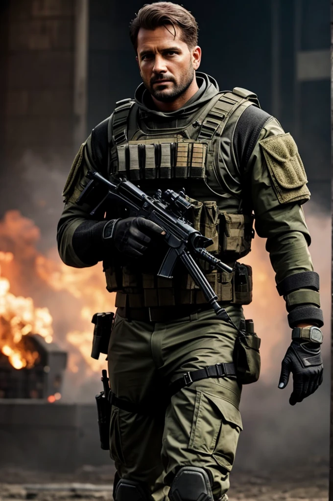 Ralf Jones de the king of figther con uniforme de call of duty 