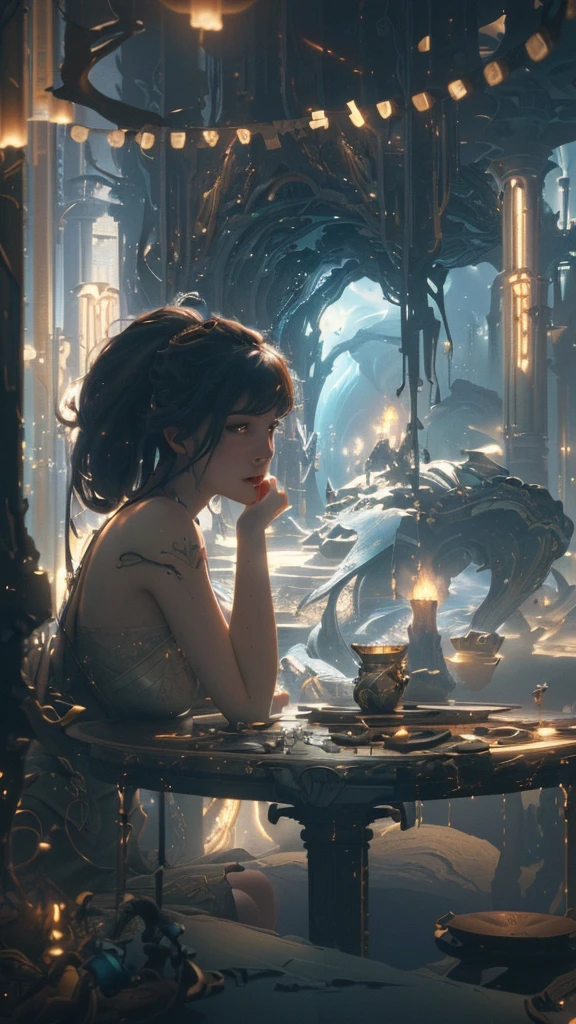 masterpiece, best quality, (extremely detailed CG unity 8k wallpaper), (best quality), (best illustration), (best shadow), absurdres, realistic lighting, (Abyss), beautiful detailed glow, art by PeterMohrBacher,