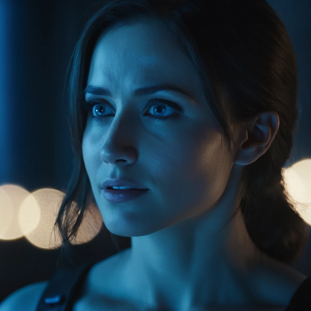 cinematic film still of cinematic film still of Cortana Halo a woman with perfect teeth and perfect blue eyes and awesome face is on looking at something, shallow depth of field, vignette, highly detailed, high budget, bokeh, cinemascope, moody, epic, gorgeous, film grain, grainy, shallow depth of field, vignette, highly detailed, high budget, bokeh, cinemascope, moody, epic, gorgeous, film grain, grainy