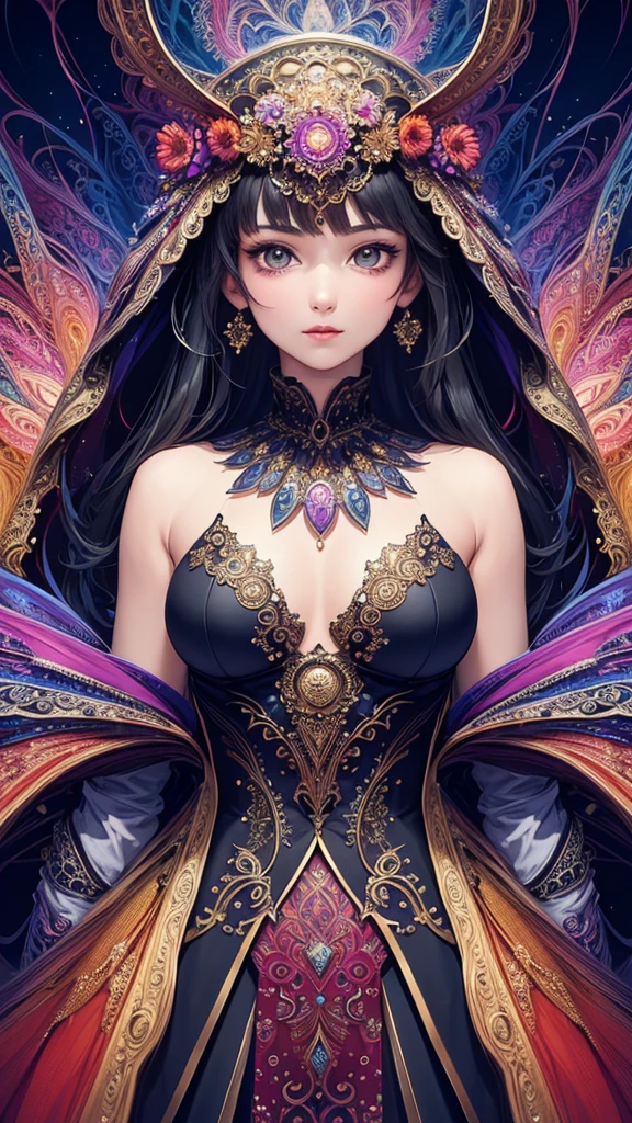 (masterpiece, top quality, best quality, official art, beautiful and aesthetic:1.2), (1girl), extreme detailed,(fractal art:1.3),colorful,highest detailed