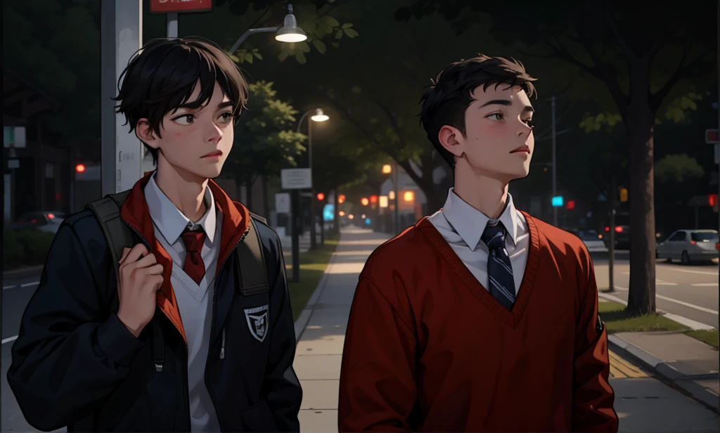 two cute 18 year old friends walk together, they are a little sad