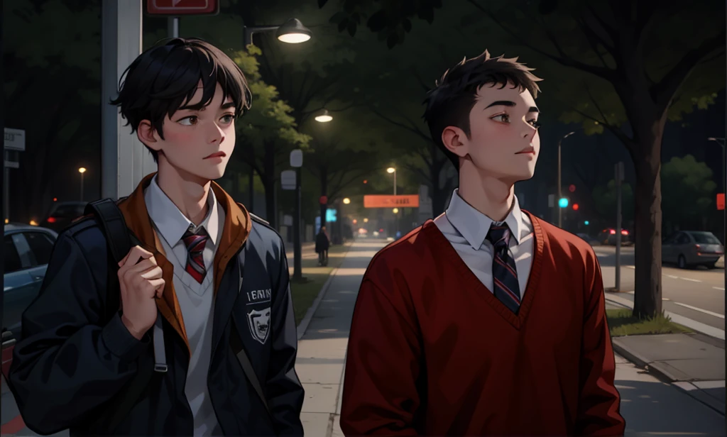 two cute 18 year old friends walk together, they are a little sad