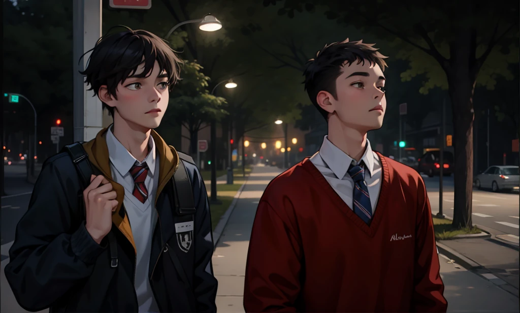 two cute 18 year old friends walk together, they are a little sad