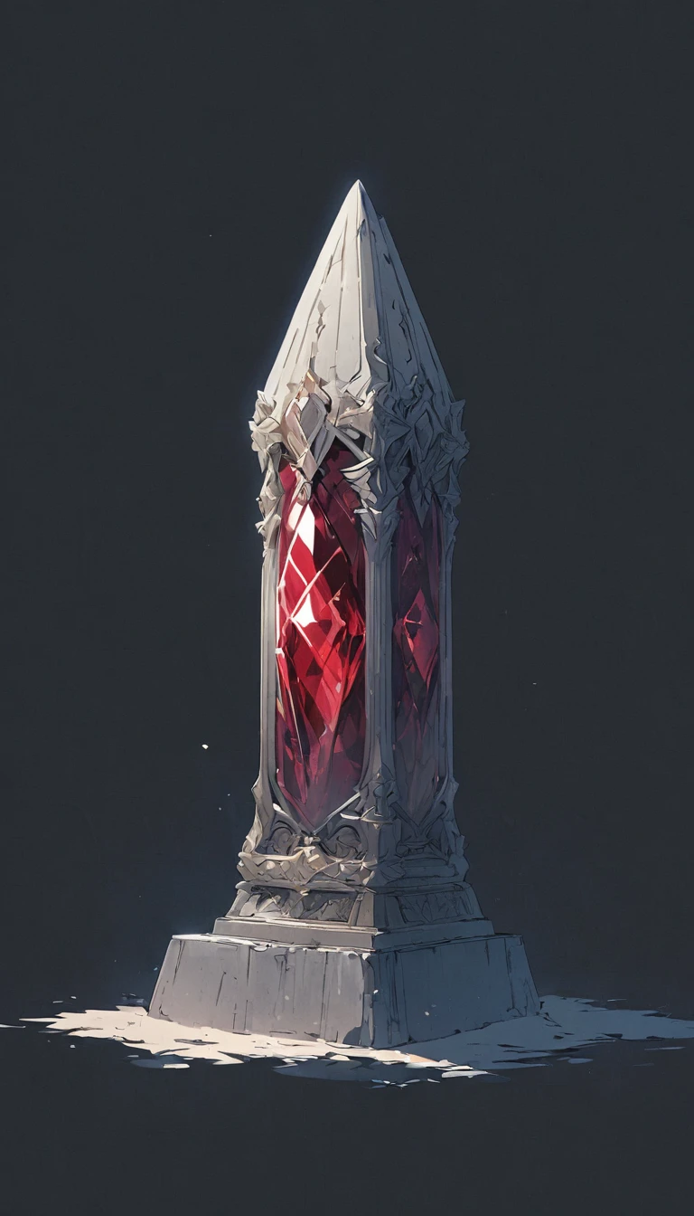 simple,Minimalist illustration,The huge Holy Blood Crystal Column and the tiny pilgrim