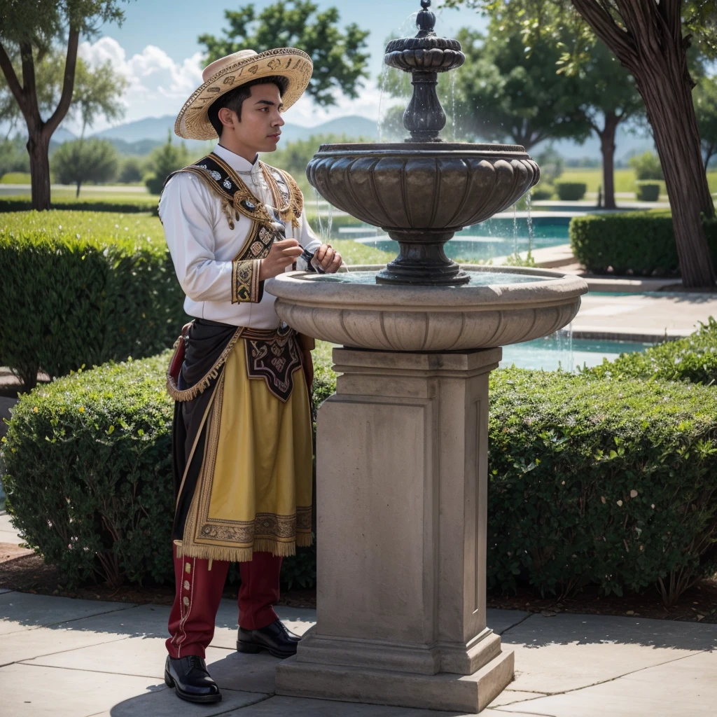 Generate me a water fountain that has a mariachi style or theme
