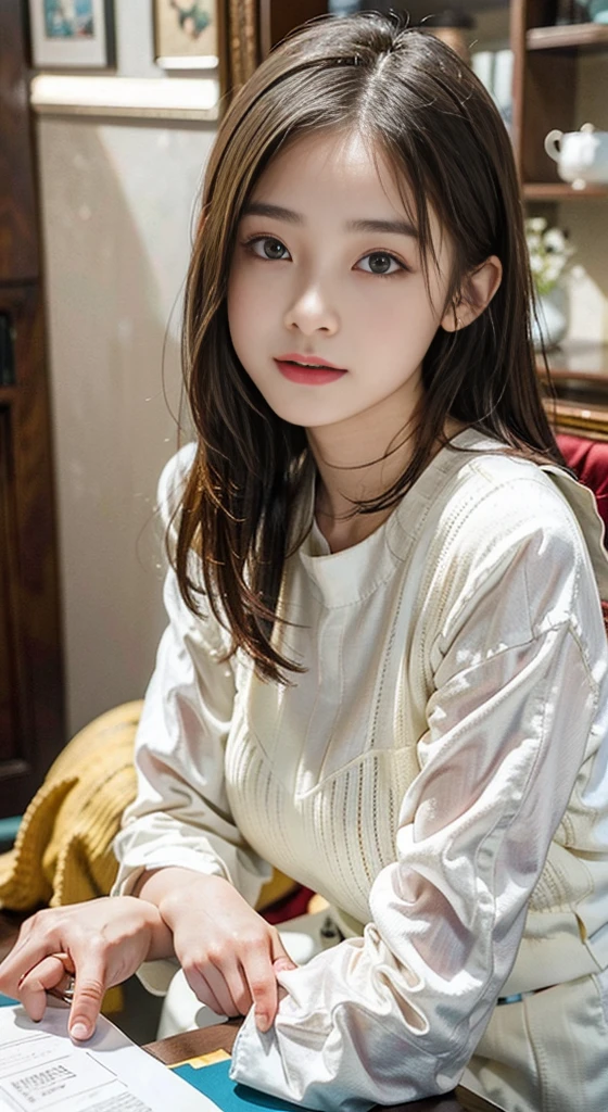 top-quality、masterpiece、超A high resolution、(Realistic:1.4)、Raw photo、1 17-year-old girl、ssmile、lowkey、lighting like a movie