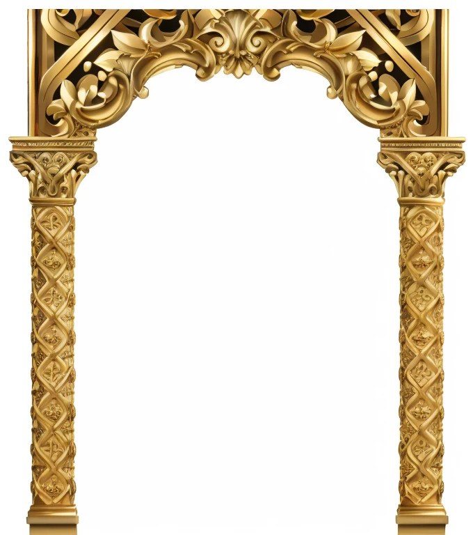 a gold arch with a decorative design on the top, gothic arch frame, ornate gold, ornate backdrop, ornate frame, ornate gold border, art piece frame, golden frame, ornate, baroque frame border, gold framed, intricate art nouveau frame, an intricate art nouveau frame, gold gates of heaven!!!!!!!!, baroque detailed, ornate border frame, tall golden heavenly gates