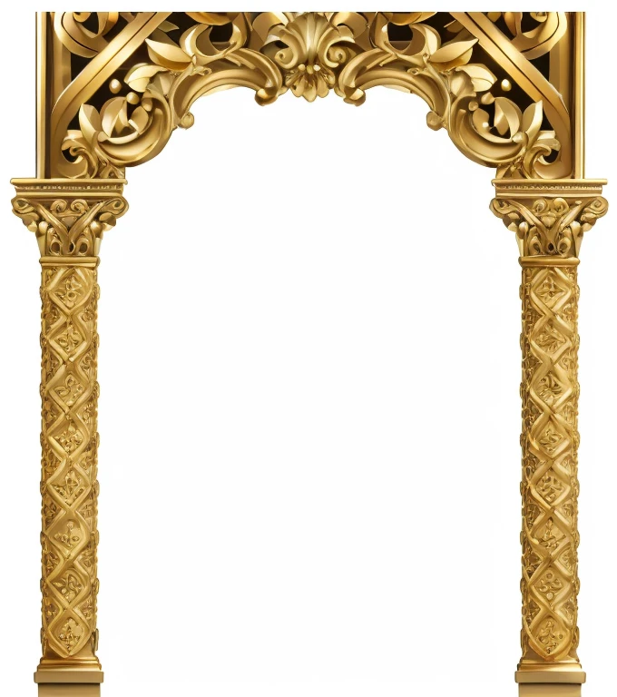 a gold arch with a decorative design on the top, gothic arch frame, ornate gold, ornate backdrop, ornate frame, ornate gold border, art piece frame, golden frame, ornate, baroque frame border, gold framed, intricate art nouveau frame, an intricate art nouveau frame, gold gates of heaven!!!!!!!!, baroque detailed, ornate border frame, tall golden heavenly gates