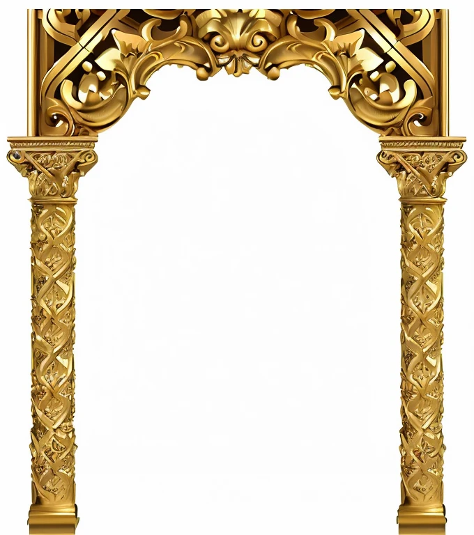 a gold arch with a decorative design on the top, gothic arch frame, ornate gold, ornate backdrop, ornate frame, ornate gold border, art piece frame, golden frame, ornate, baroque frame border, gold framed, intricate art nouveau frame, an intricate art nouveau frame, gold gates of heaven!!!!!!!!, baroque detailed, ornate border frame, tall golden heavenly gates